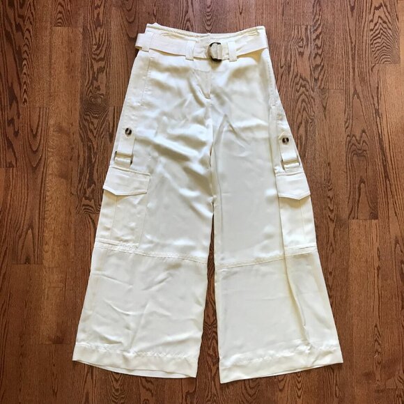 NWT Zimmermann Dawning Wide Leg Cargo Pants Womens 2 Medium Lemon Yellow Trouser - Picture 7 of 16